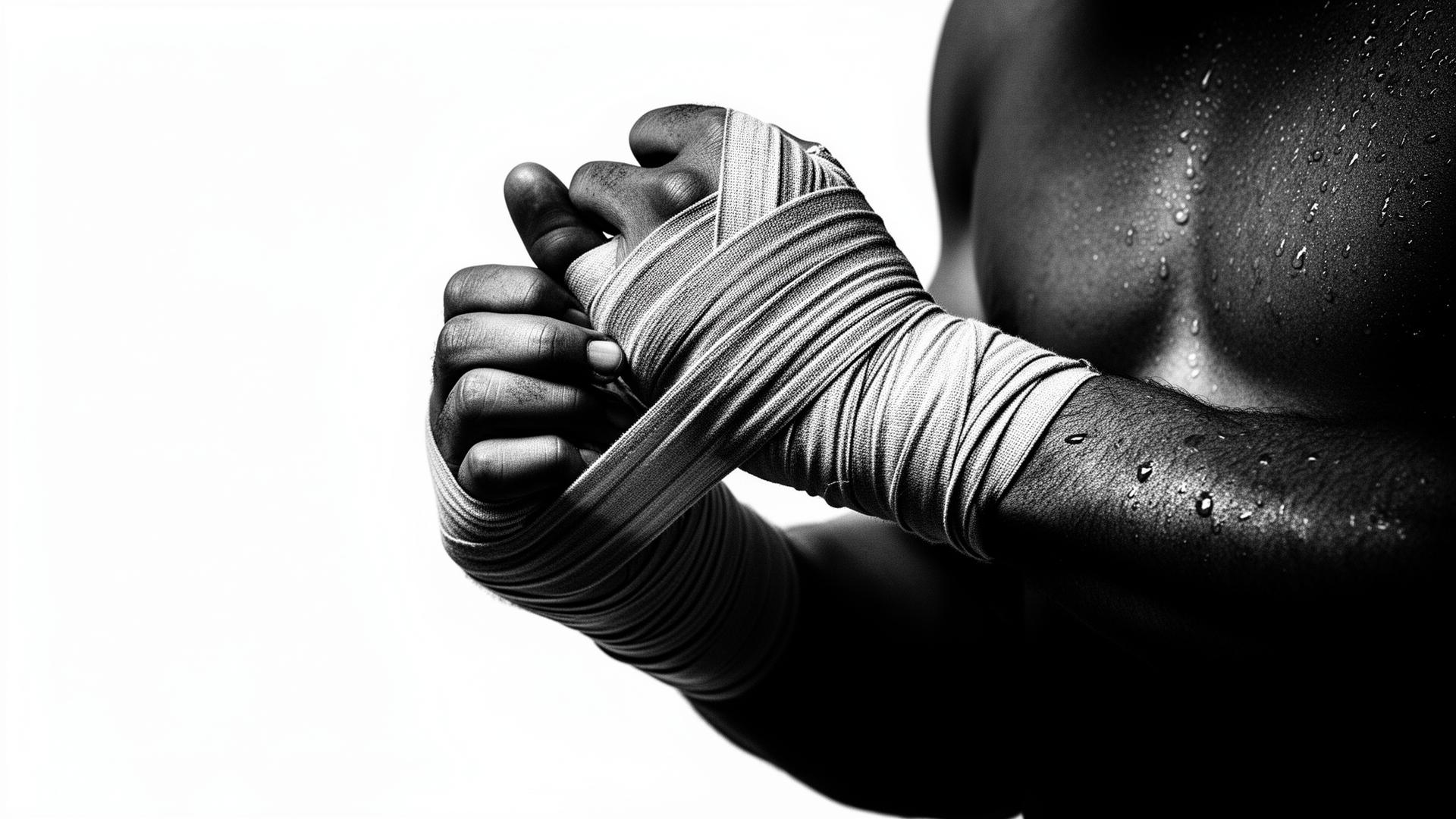 Boxer wrapping hands